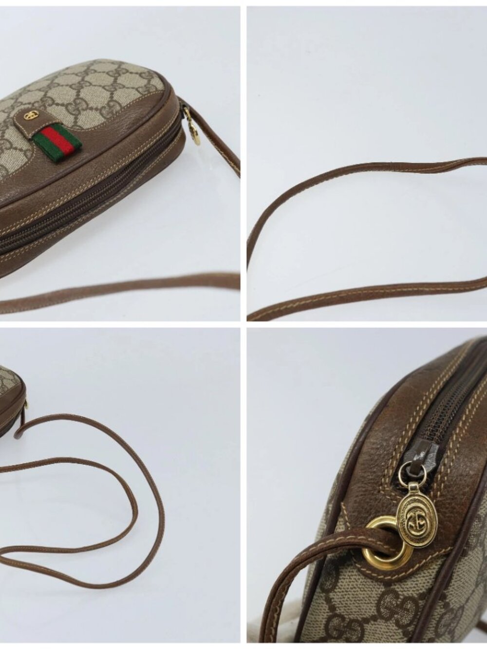 GUCCI GG Supreme Web Sherry Line Bag PVC Beige 007 58 6112 4023 Auth 172298 - Picture 16 of 16
